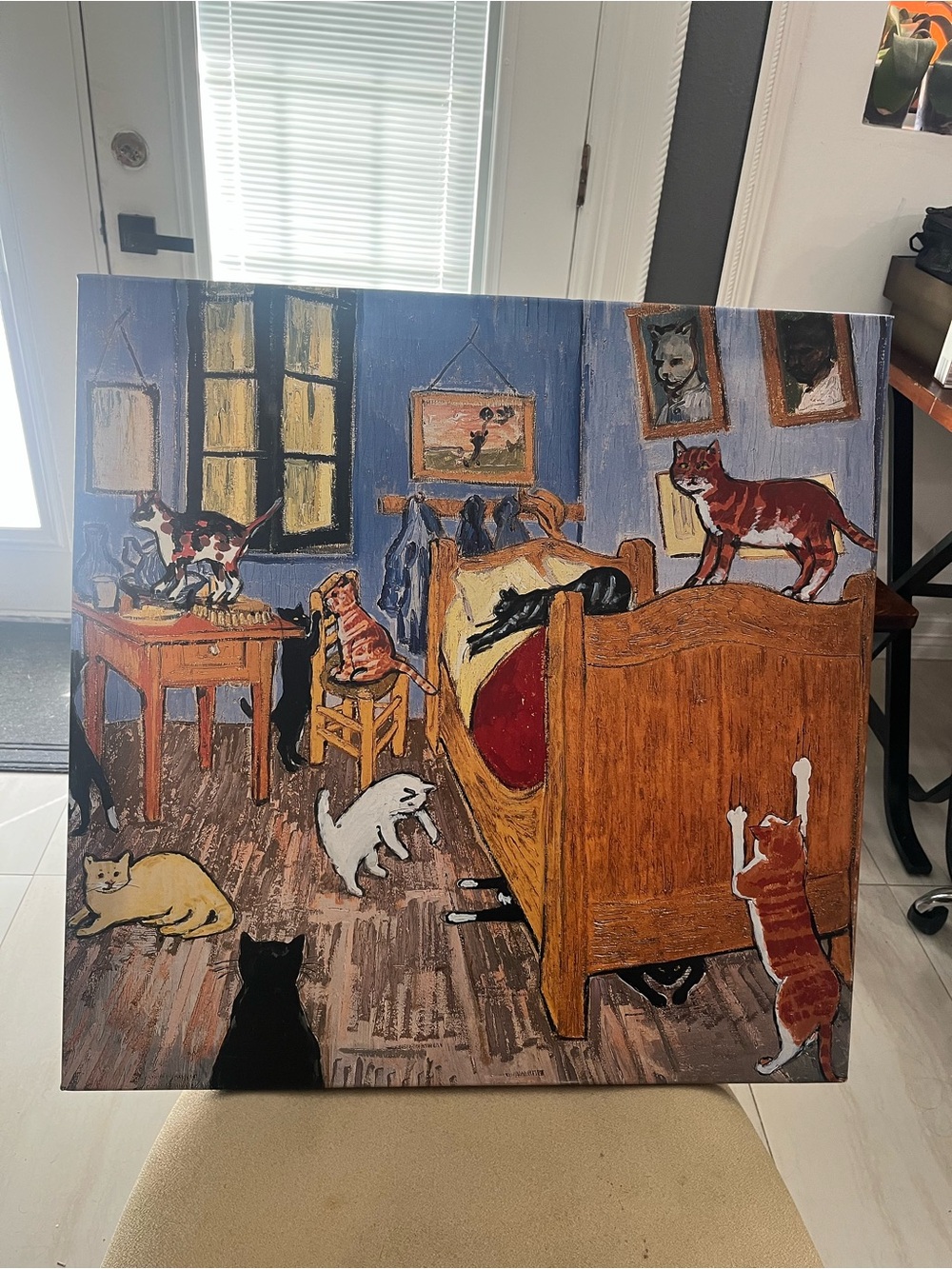Vintage-Inspired Cats in Room Canvas Art - Multicolor